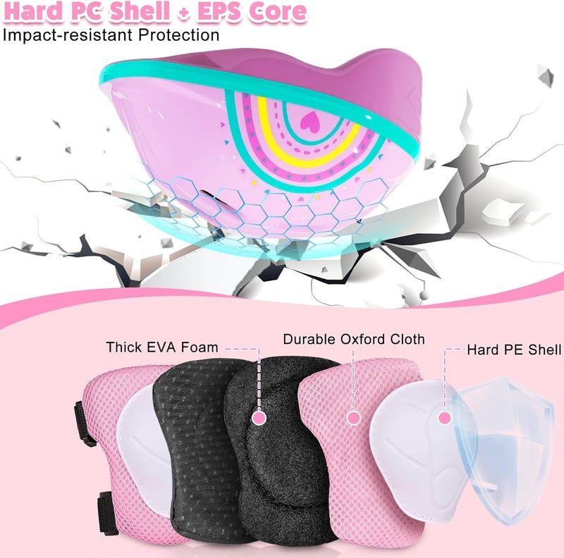 EllaSeek Toddler Helmet, Kids Helmet with LED Lights, Bike Helmets with Toddler Knee Pads and Elbow Pads Set for Kids 3-5-8 Girls Bicycle Scooter Skateboard Helmets - Image 4